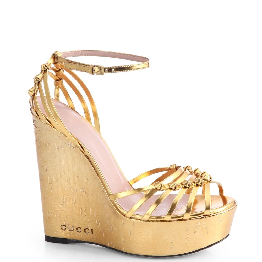 Gorgeous Gold Gucci platform wedges new